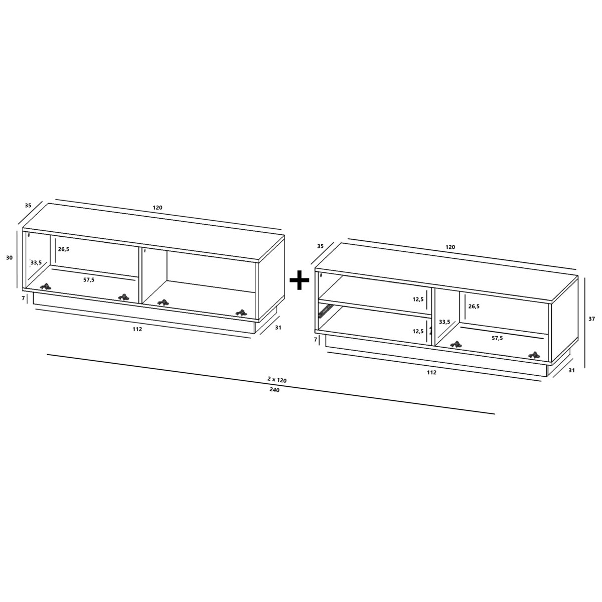 Szafka RTV Loft Stojąca / Wisząca Grafit MAT Komoda RTV Szuflada 240 cm