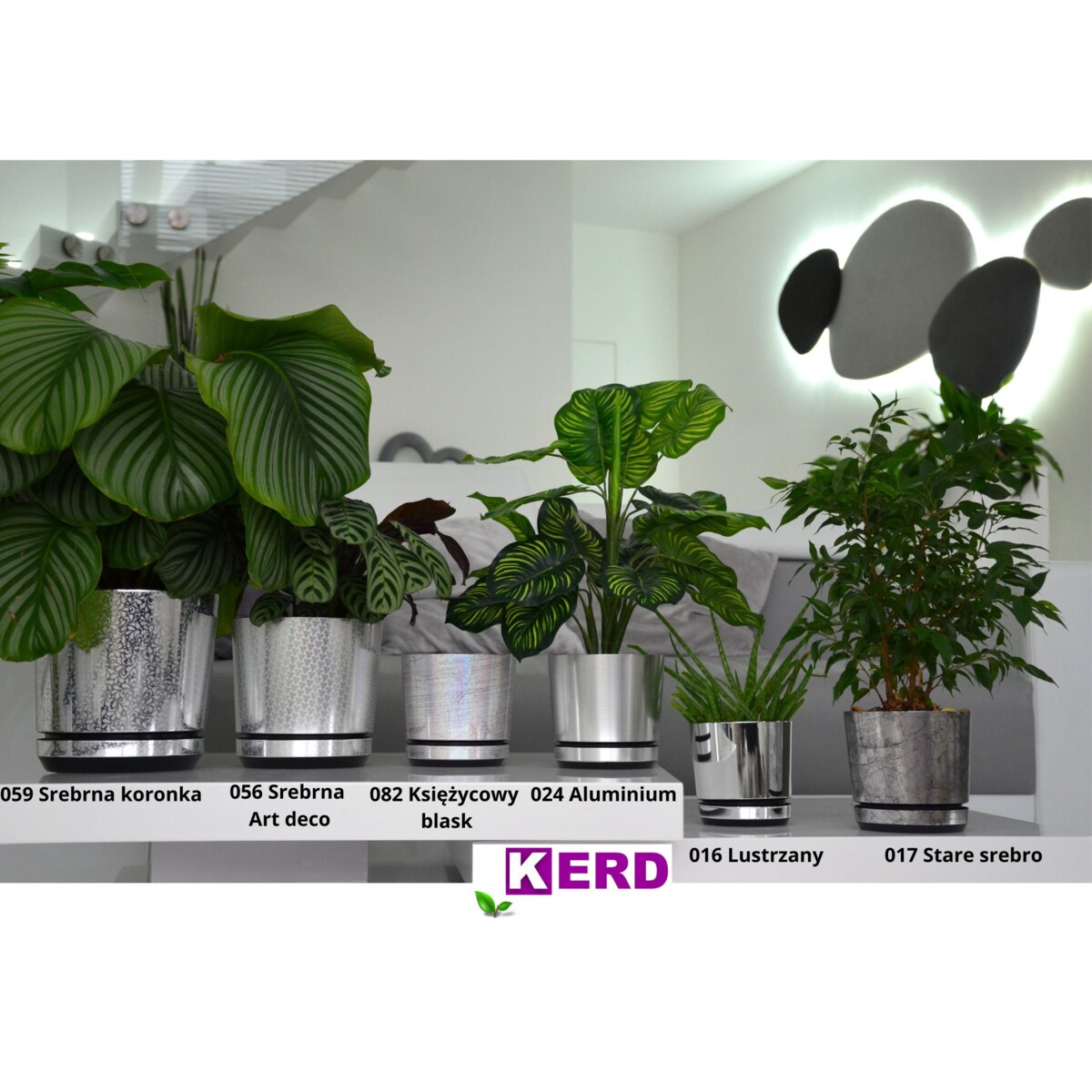 18 cm wzór STAL Doniczka z podstawką efekt szczotkowany metal z drenażem