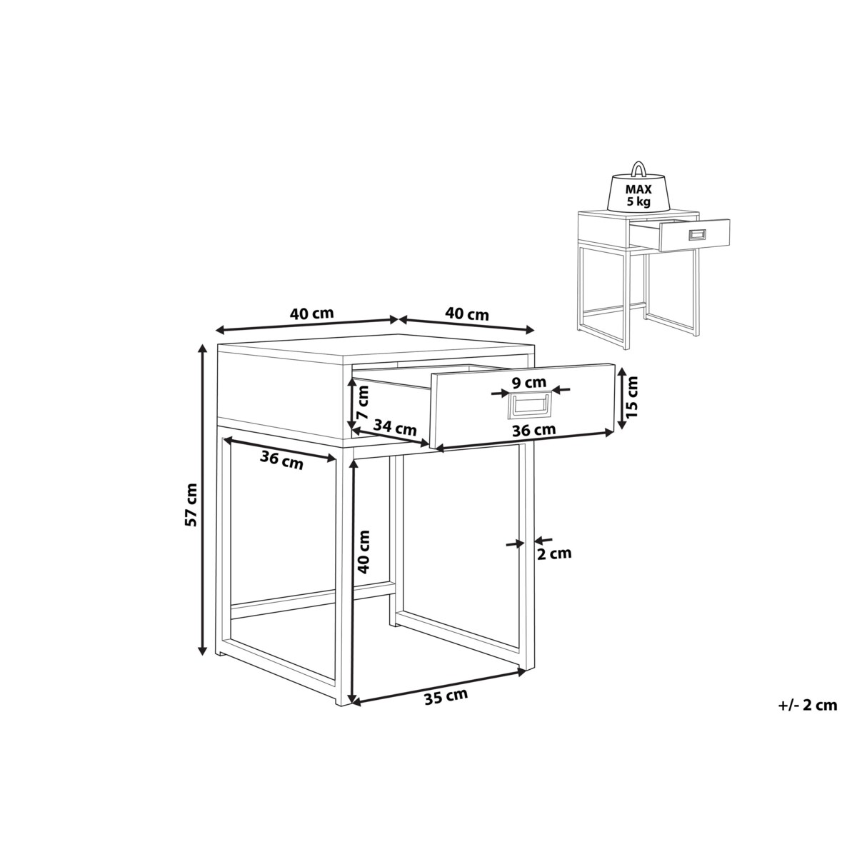 Stolik pomocniczy biały LARGO