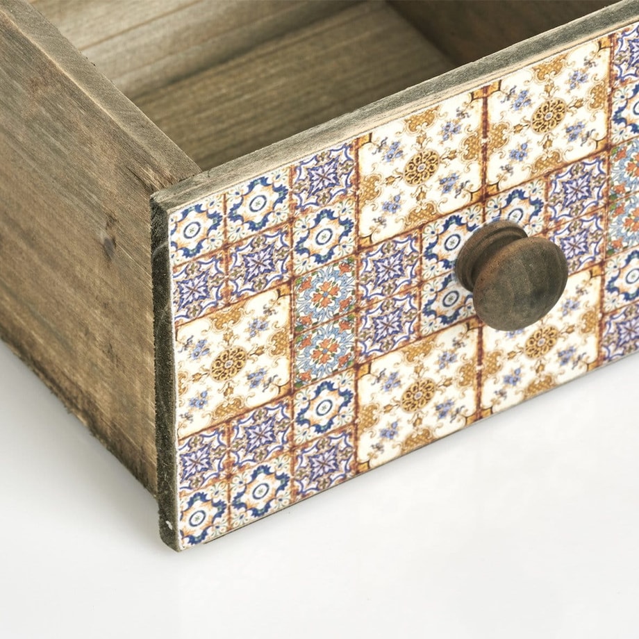 Pudełko Ozdobne Szufladka Vintage mozaika 17 x 18 x 11 Organizer na Drobiazgi