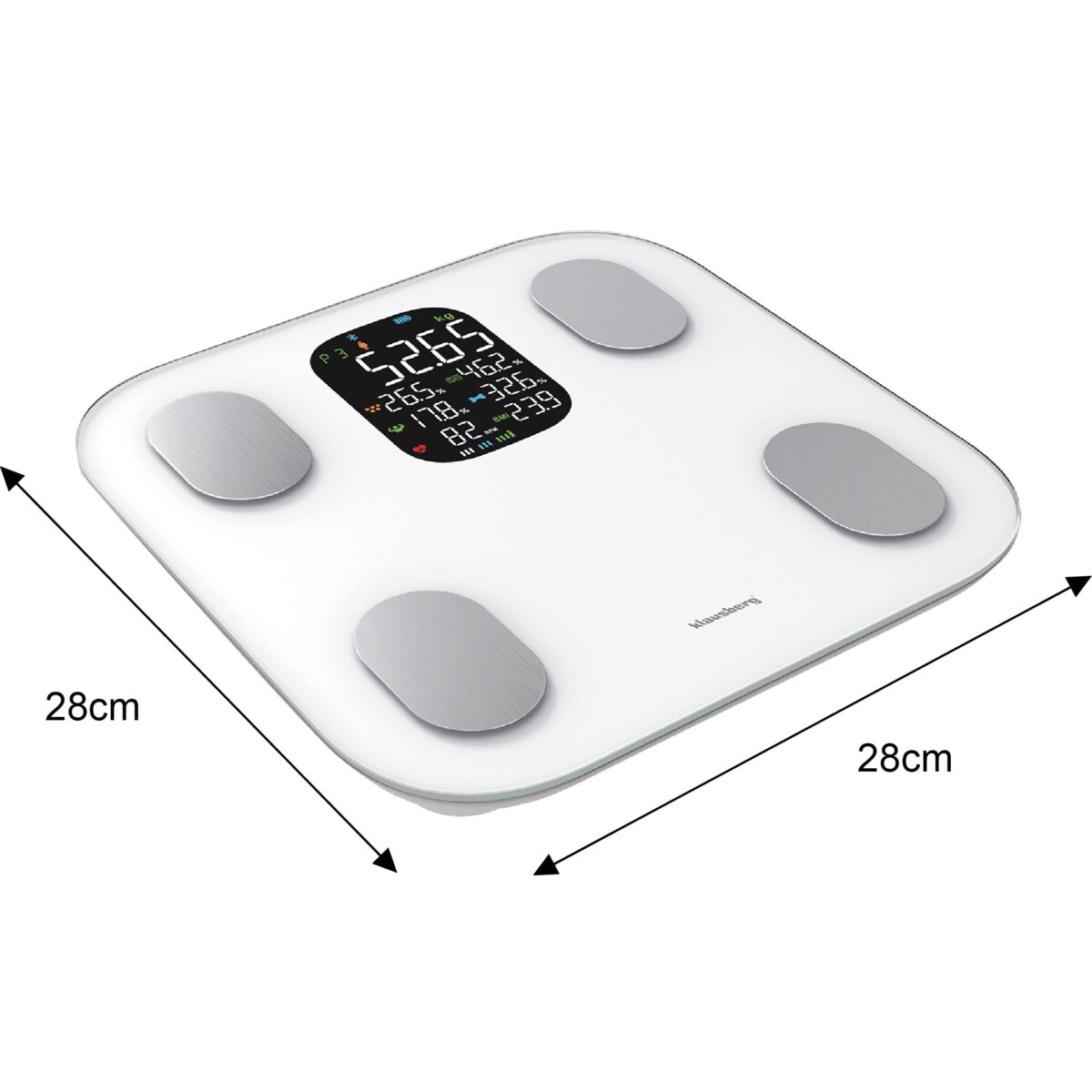 Waga łazienkowa z pomiarem tkanki tłuszczowej i składu ciała, Smart, BT, KLAUSBERG biała