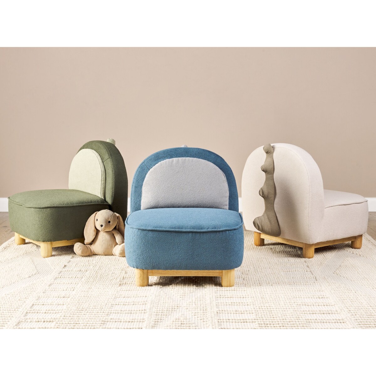 Fotel dziecięcy dinozaur niebieski FABORG