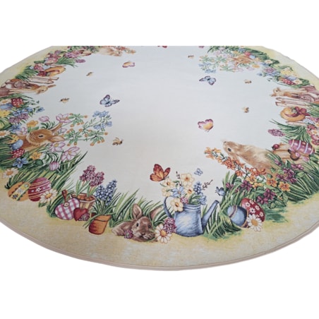 Obrus Okrągły Wielkanocny Na Stół 140 Cm Ozdobny Dekoracyjny