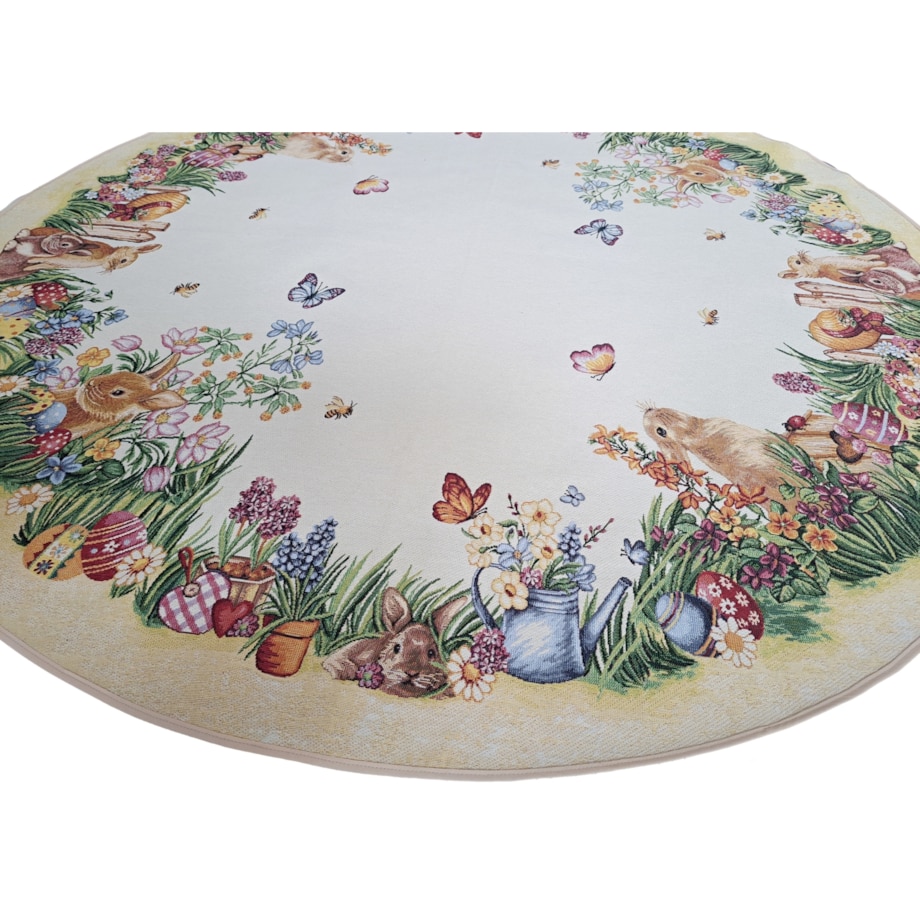 Obrus Okrągły Wielkanocny Na Stół 140 Cm Ozdobny Dekoracyjny