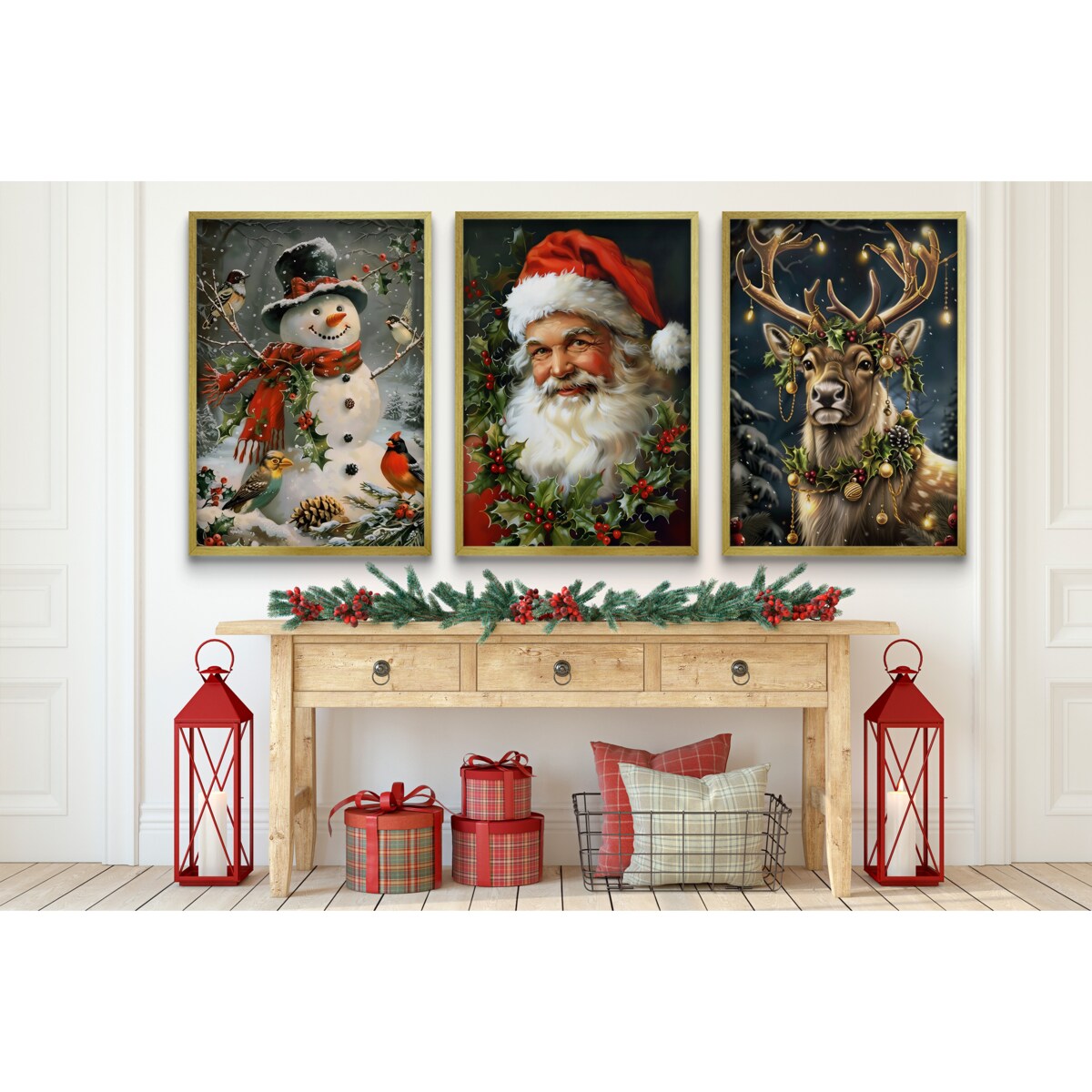 Obrazy na Boże Narodzenie Święta Plakaty w ramie na ścianę do salonu