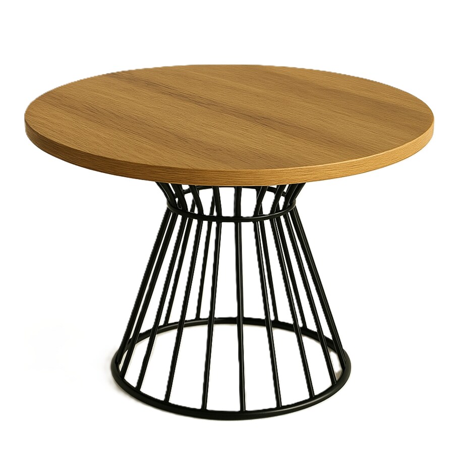 Stolik kawowy LEO drewniany blat, metalowa podstawa- dąb craft złoty