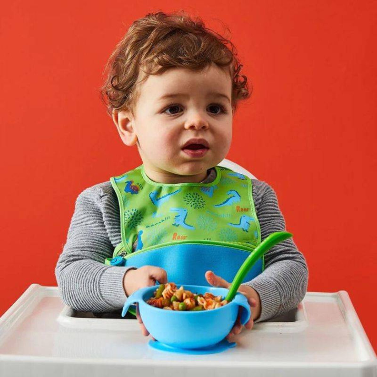 Miseczka z przyssawką i łyżeczką dla niemowlaka 6m+ silikonowa 240 ml Lemon Sherbet b.box