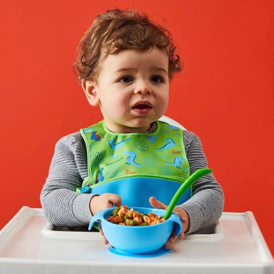 Miseczka z przyssawką i łyżeczką dla niemowlaka 6m+ silikonowa 240 ml Lemon Sherbet b.box