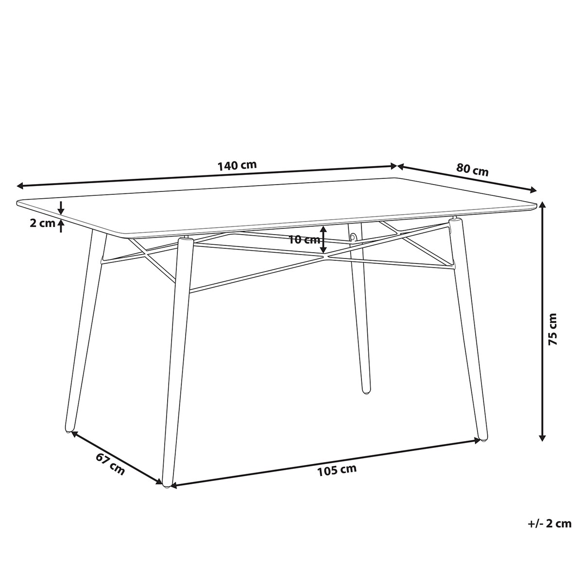 Stół do jadalni BIONDI Buk czarny 140 cm 80 cm