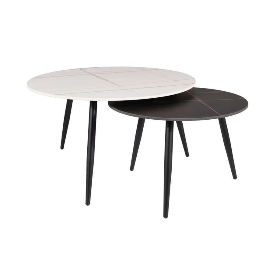 Zestaw 2 ław KORA B biały mat/czarny mat