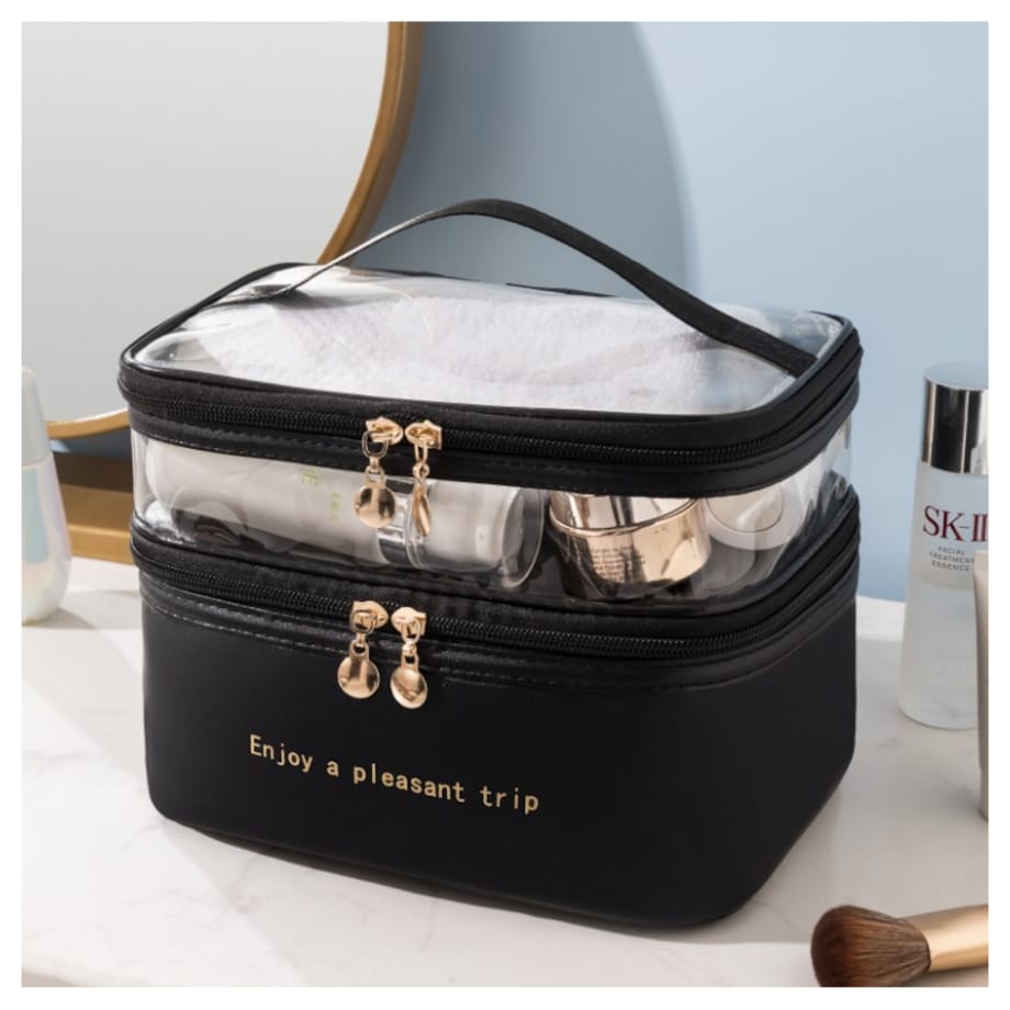 Kosmetyczka rozkładana 2 poziomowa 17x23x15cm różowa KS92WZ4