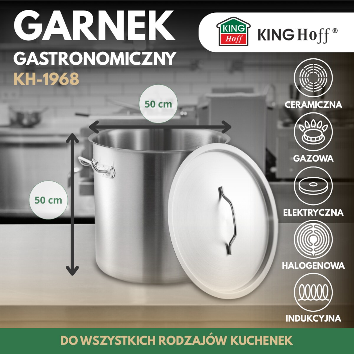 Kinghoff garnek gastronomiczny z pokrywą 98l KH1968