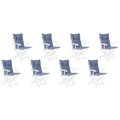 Zestaw 8 poduszek na krzesła ogrodowe niebieskie MAUI