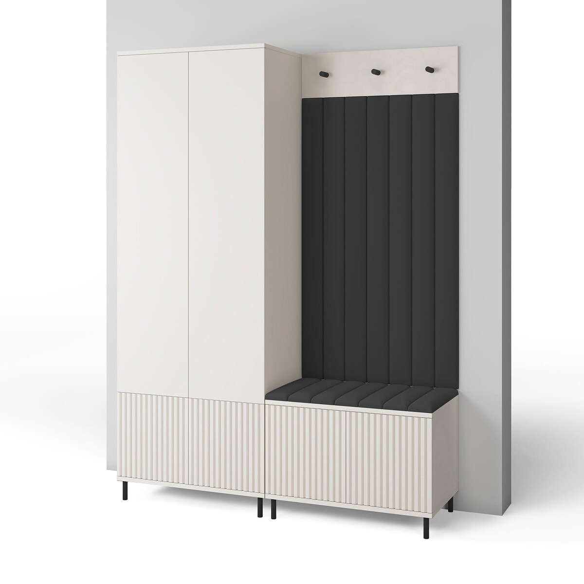 Szafa frezowana z lustrem szafka na buty Ritmo wersja 1 Trinity 19 Cashmere