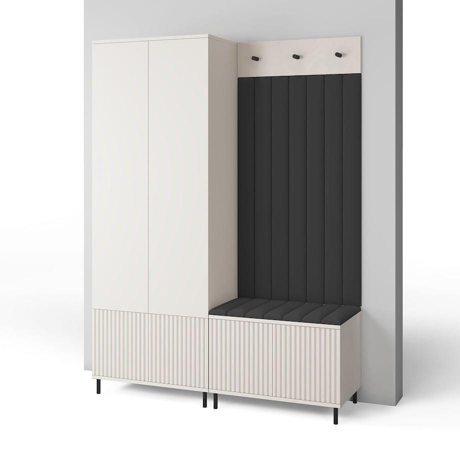 Szafa frezowana z lustrem szafka na buty Ritmo wersja 1 Trinity 19 Cashmere