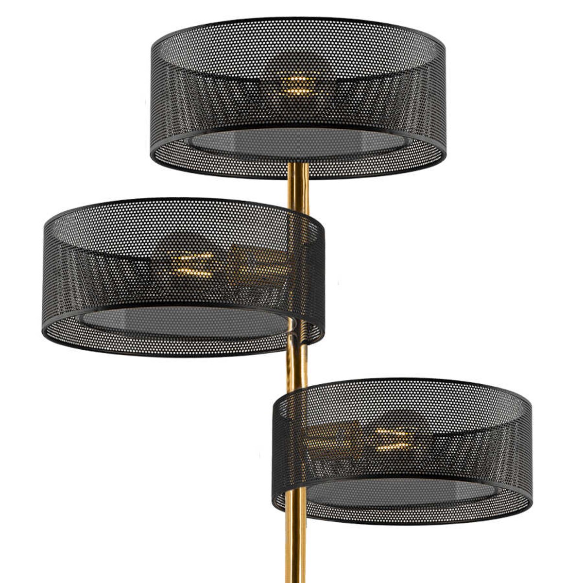 Ażurowa LAMPA podłogowa DRS8006/3F TR NET MDECO ażurowa stojąca do salonu złota czarna