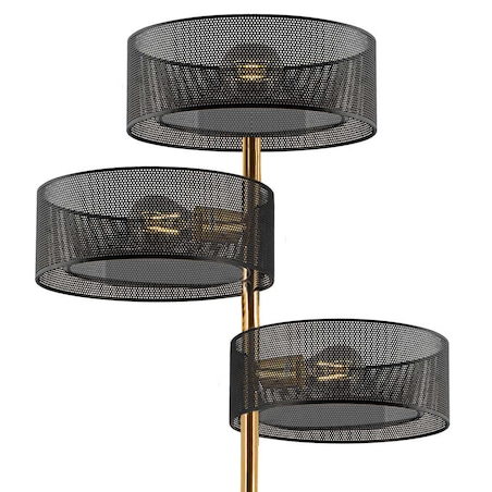 Ażurowa LAMPA podłogowa DRS8006/3F TR NET MDECO ażurowa stojąca do salonu złota czarna