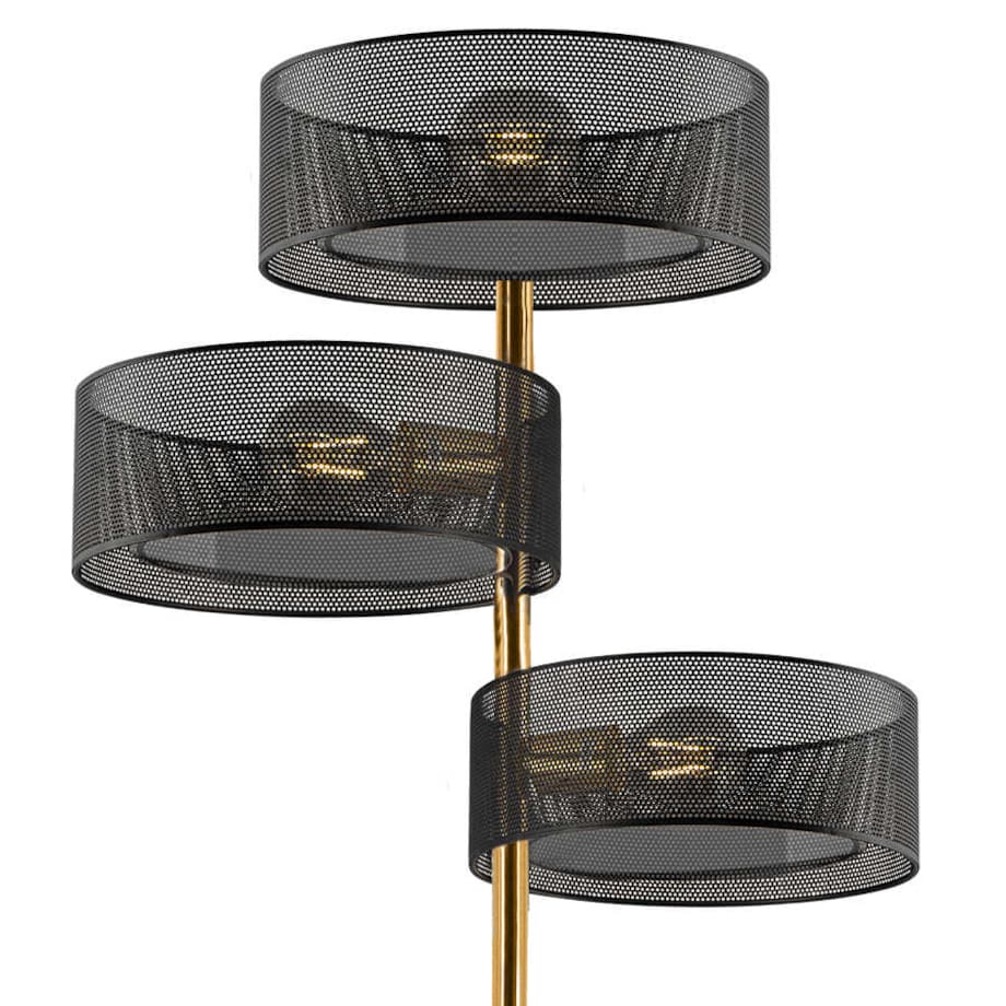 Ażurowa LAMPA podłogowa DRS8006/3F TR NET MDECO ażurowa stojąca do salonu złota czarna