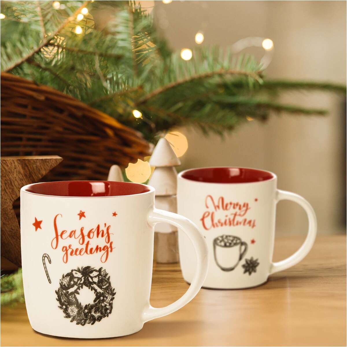 Kubek Świąteczny 370 Ml Boże Narodzenie Zestaw 4 Szt. Na Prezent Ceramiczny