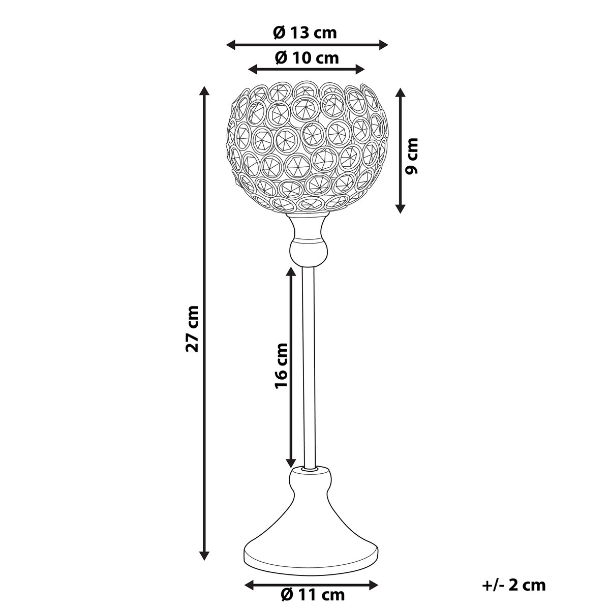 Świecznik ESTERNAY Metal 27 cm Srebrny