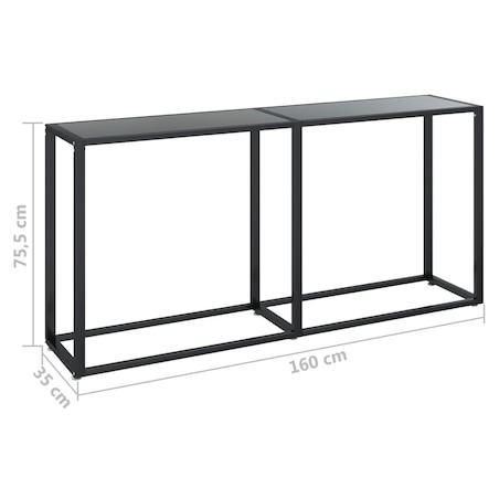 vidaXL Konsola, czarna, 160x35x75,5 cm, szkło hartowane