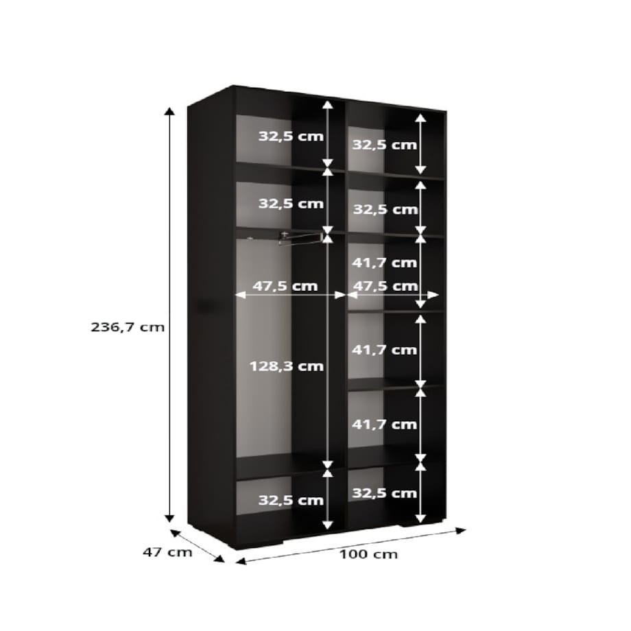 Szafa przesuwna Garderoba MANHATTAN RYFEL 4 200 gł. 47 czarny