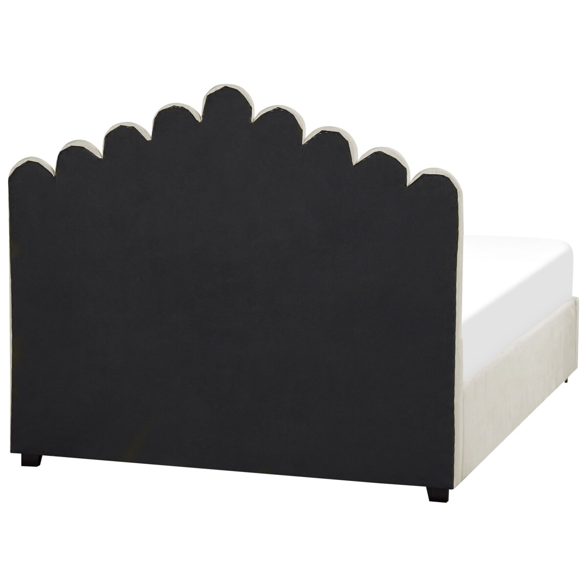 Łóżko z pojemnikiem welurowe 140 x 200 cm złamana biel VINCENNES