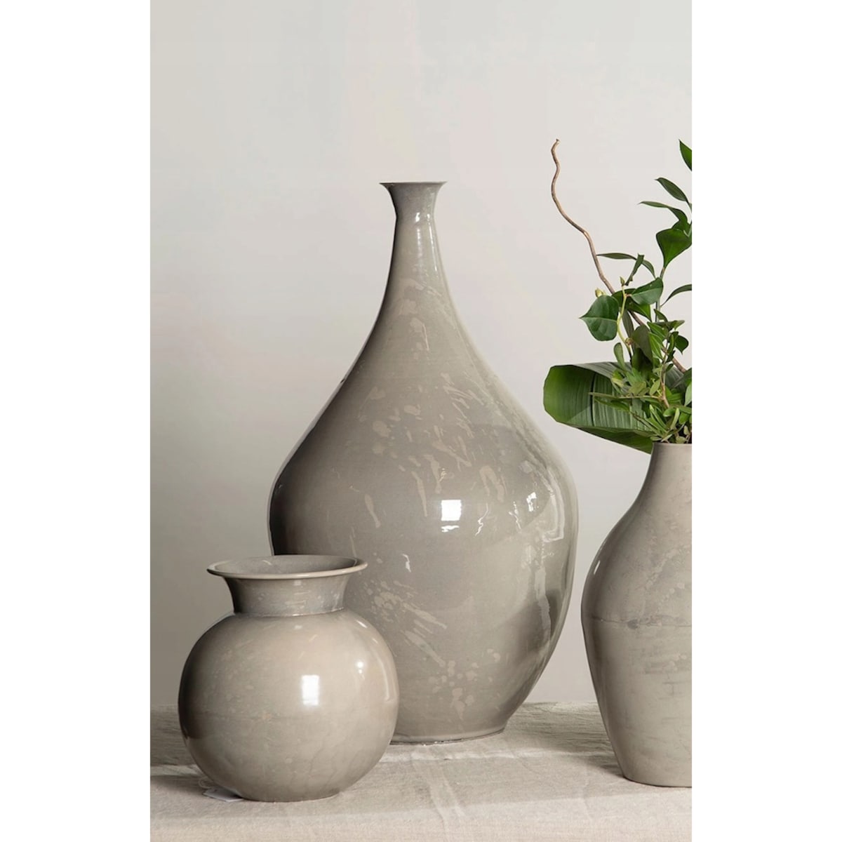 WAZON PODŁOGOWY WYSOKI METALOWY SZARY 56cm NA PODŁOGĘ DO SALONU DOMU LOFT