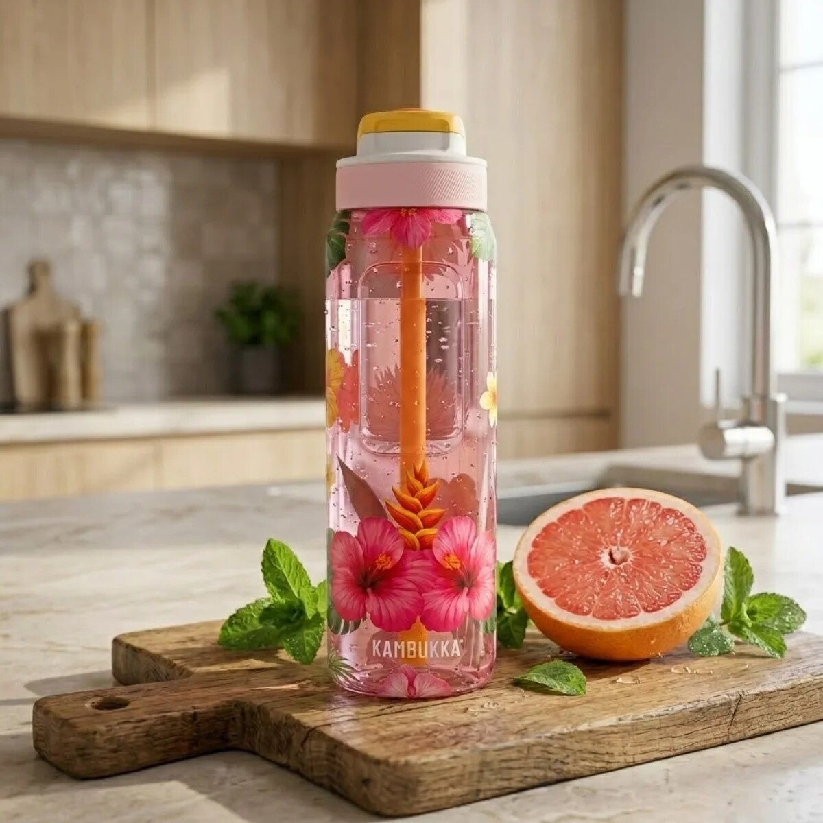 Butelka na wodę ze słomką Lagoon 1000ml Tropical Bloom