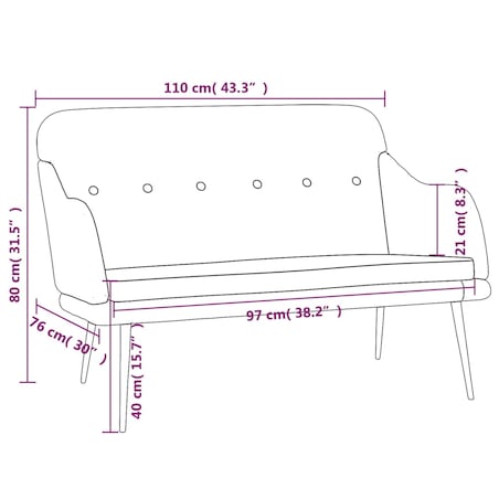 vidaXL Ławka, ciemnoszara, 110x76x80 cm, obita tkaniną