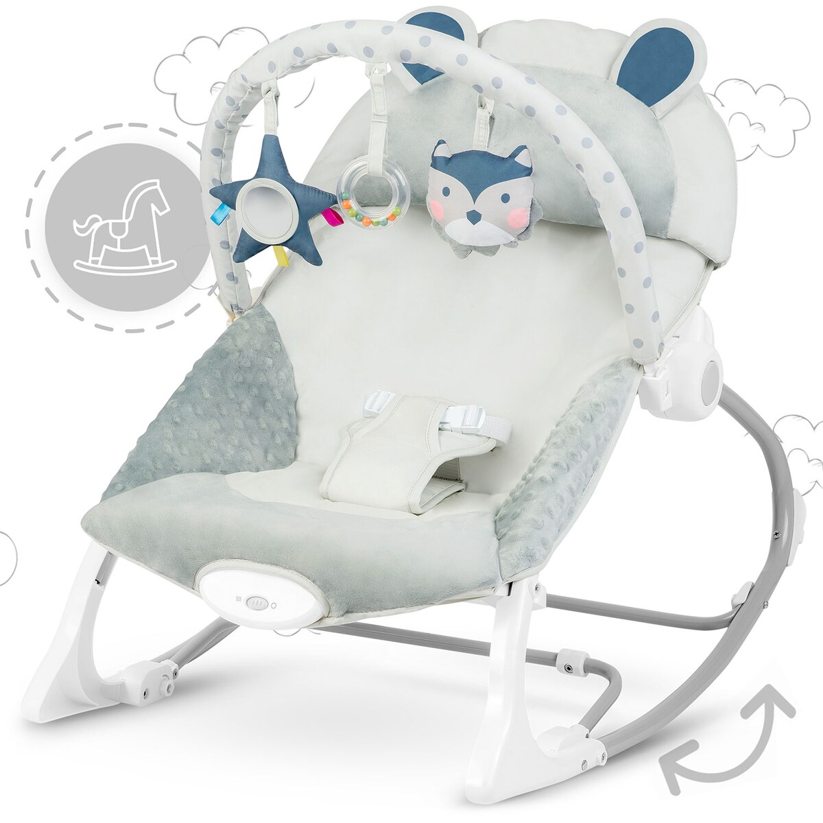 Leżaczek dla niemowląt bujaczek 2w1 kołyska wibracje Ricokids