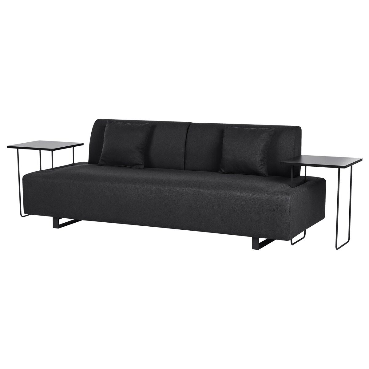 Sofa dla 3 osób SOKNA Czarny ze stolikami