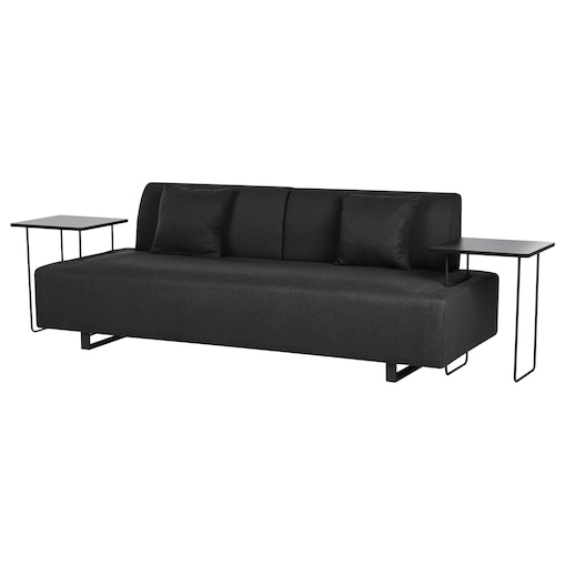 Sofa dla 3 osób SOKNA Czarny ze stolikami