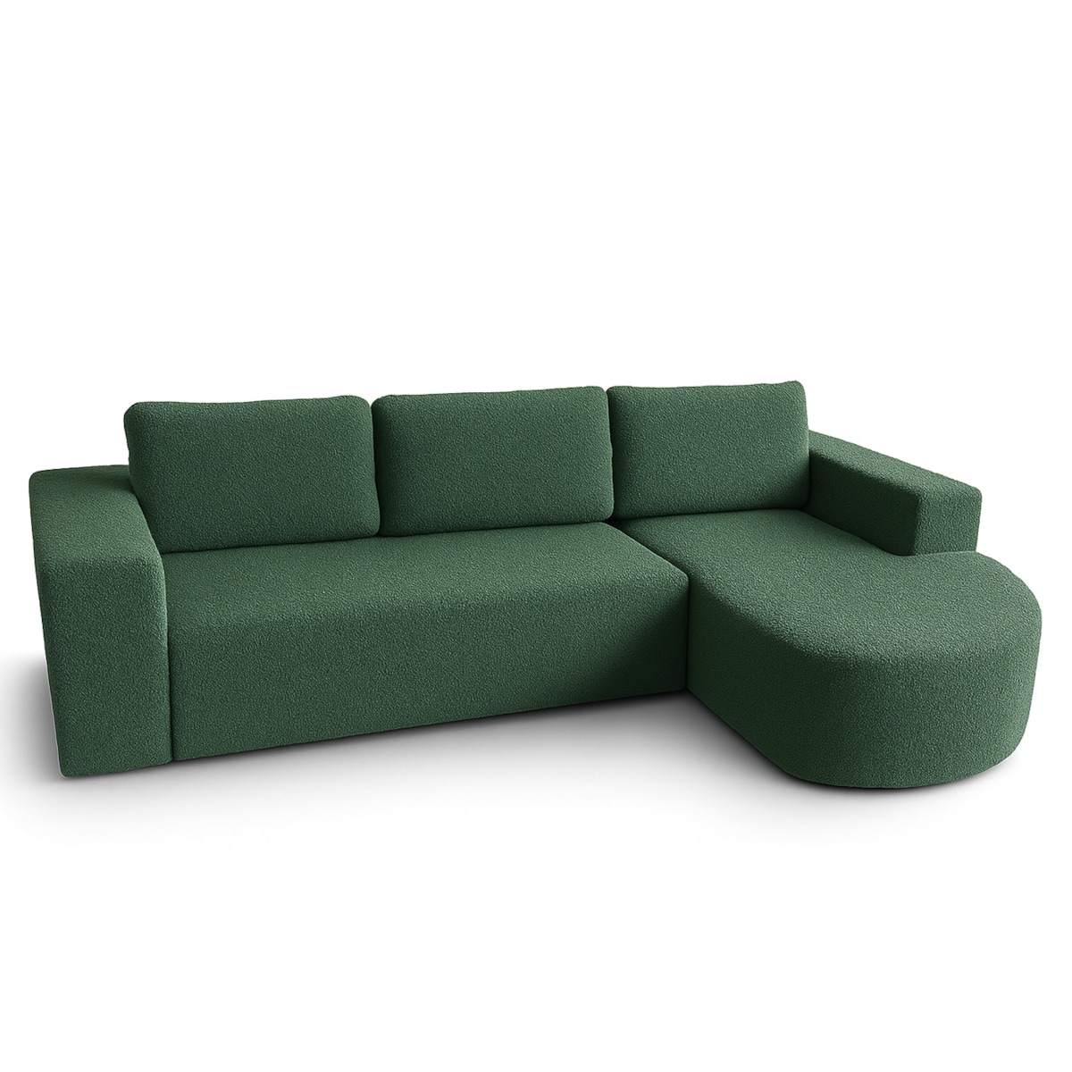 Narożnik Vello z funkcją spania do salonu,prawostronny- butelkowa zieleń
