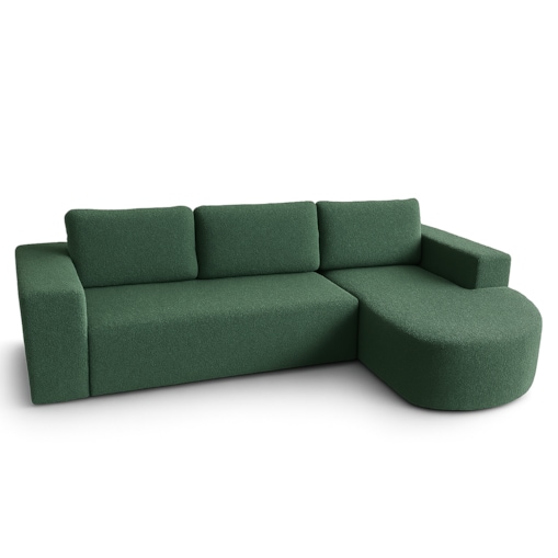 Narożnik Vello z funkcją spania do salonu,prawostronny- butelkowa zieleń