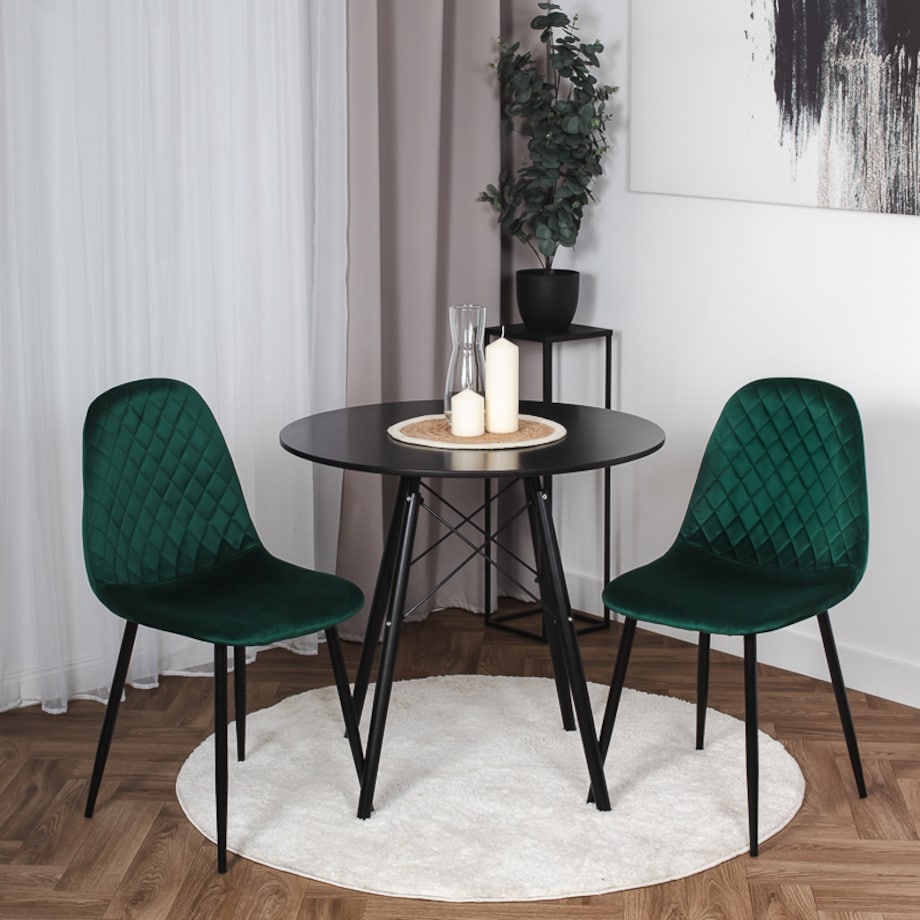 Krzesło tapicerowane pikowane nowoczesne do salonu jadalni zielone