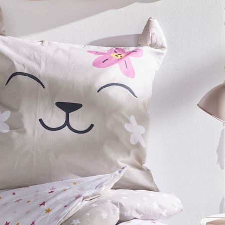 Komplet pościeli dziecięcej z uszkami 140x200 cm MATTINA kotek