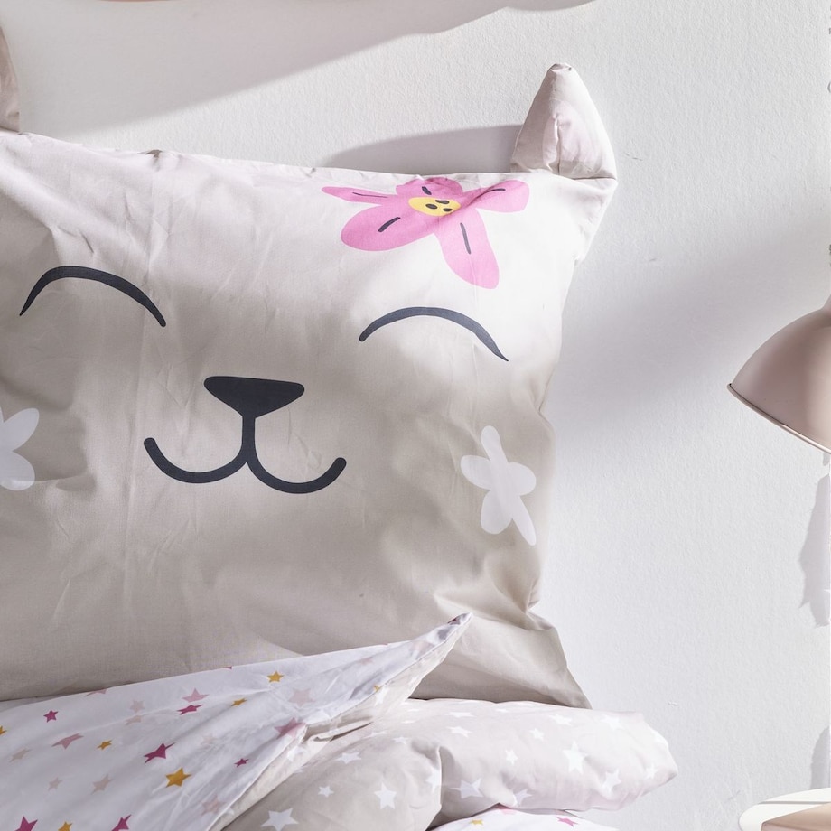 Komplet pościeli dziecięcej z uszkami 140x200 cm MATTINA kotek