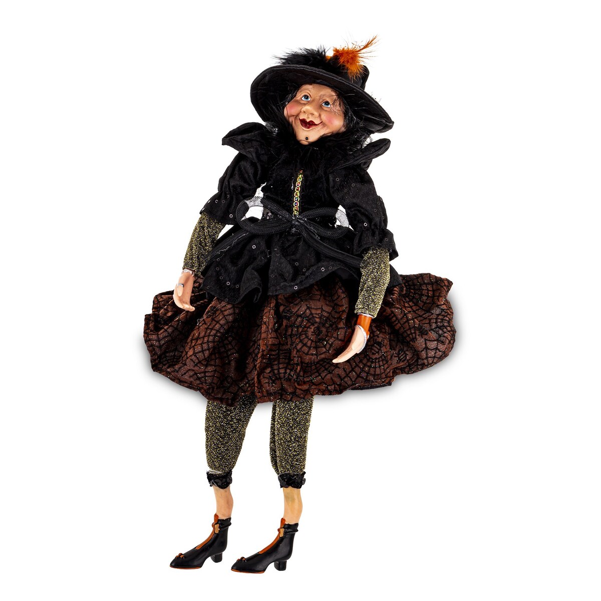Dekoracja - figurka czarownicy 50x23x23 cm HEXA-7 czarno-pomarańczowa
