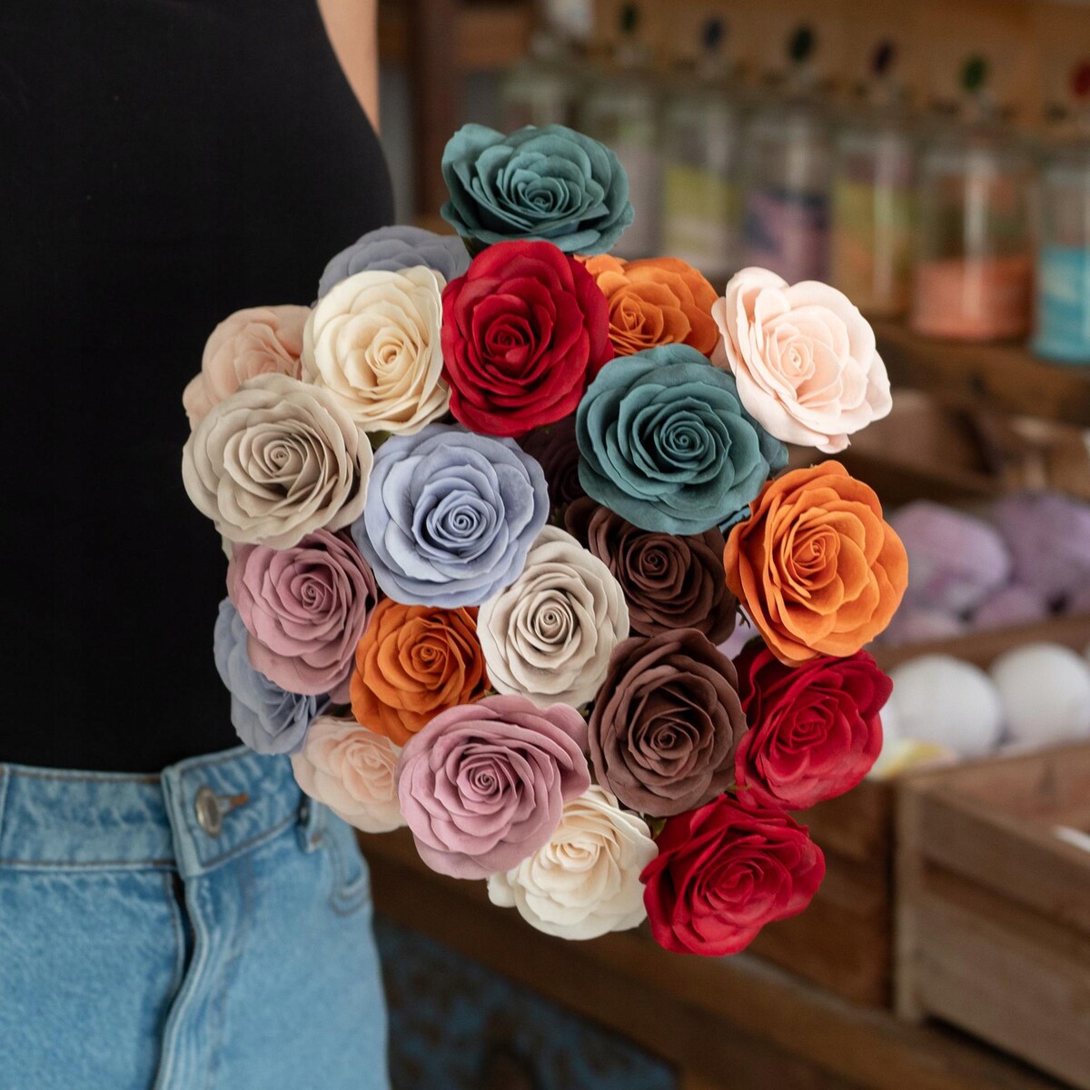 RÓŻA Z MYDŁA PŁATKI mydlane kwiaty do kompozycji bukietu pudełka vintage