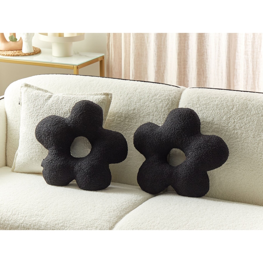 2 poduszki dekoracyjne teddy 40 x 40 cm czarne CAMPONULA
