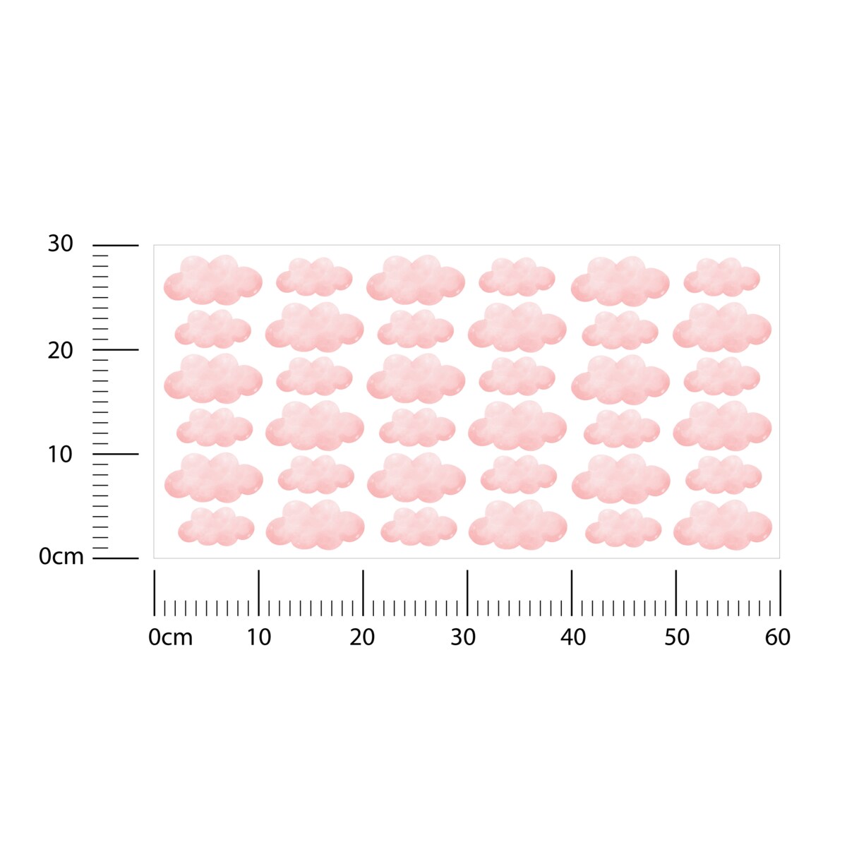 Naklejki Ścienne Dla Dzieci Różowe Chmurki Pastelowe Chmury Boho Zestaw 60x30cm