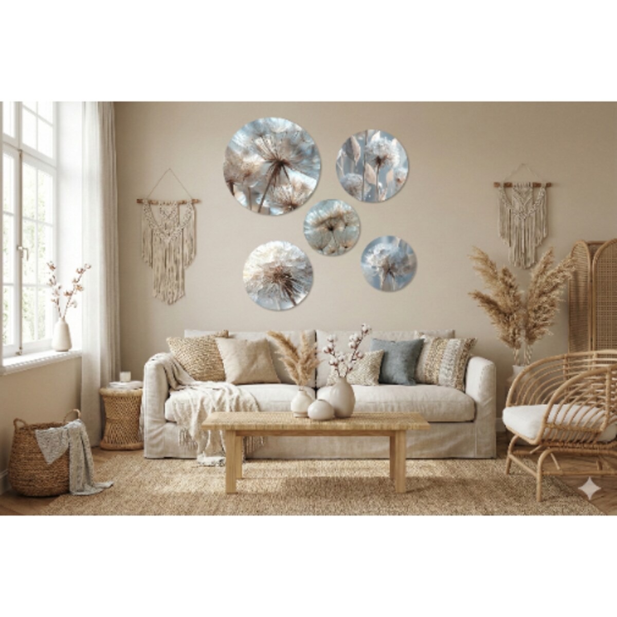 Obrazy na ścianę Błękitny Zestaw do sypialni pokoju salonu Dmuchawce