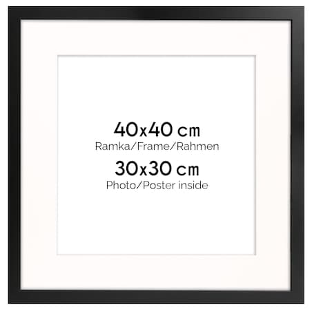 Ramka na zdjęcia 40x40 cm z passe partout czarna ramka z okienkiem passe partout na zdjęcie 30x30 cm kwadratowa ramka FRAMAI®