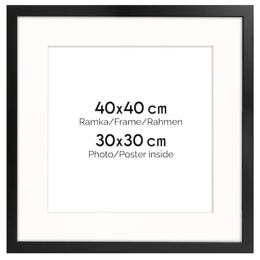 Ramka na zdjęcia 40x40 cm z passe partout czarna ramka z okienkiem passe partout na zdjęcie 30x30 cm kwadratowa ramka FRAMAI®