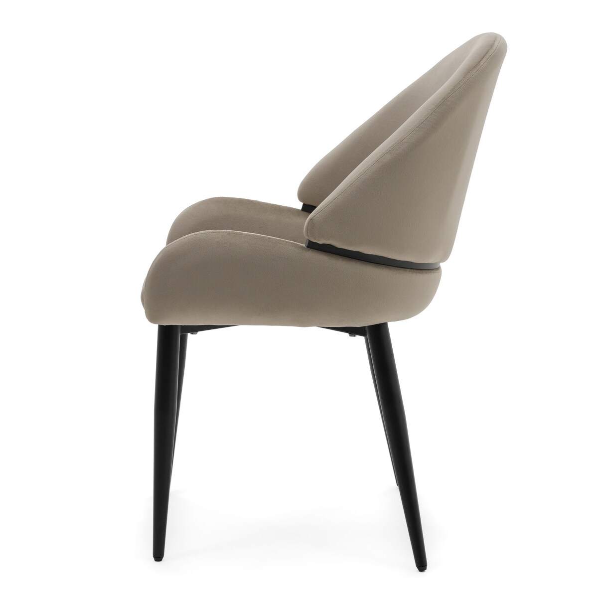 Krzesło tapicerowane welurowe do salonu BERGAMO ciemnobeżowe