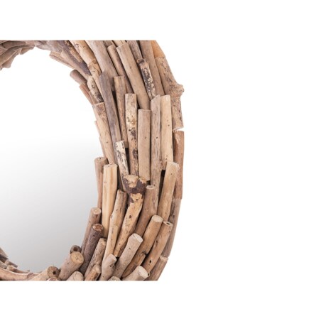 Drewniane okrągłe lustro ścienne ø 56 cm jasne KAYENTA