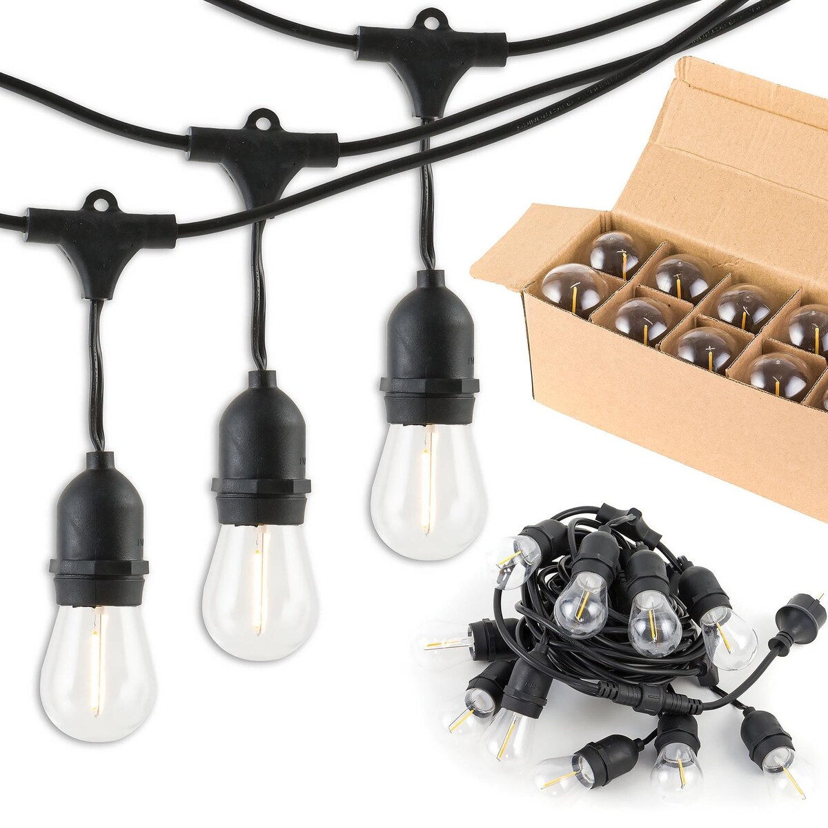 Girlanda świetlna | Wodoodporna | Żarówki LED 10m IP44 | Czarna