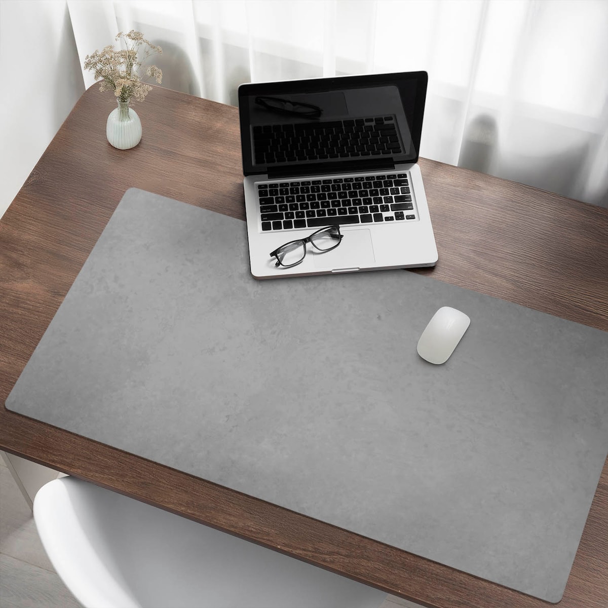 Szara mata na biurko Betonowa tekstura, 120x60 cm