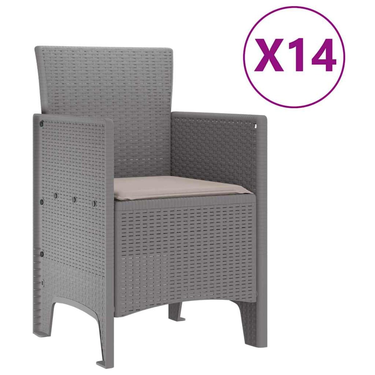 vidaXL Zestaw do jadalni w ogrodzie 15 pcs Jasnoszary Rattan Polt